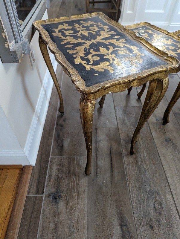 Vintage 3 Florentine Italian Gold Nesting/Stacking Tables End Hollywood Regency gallery