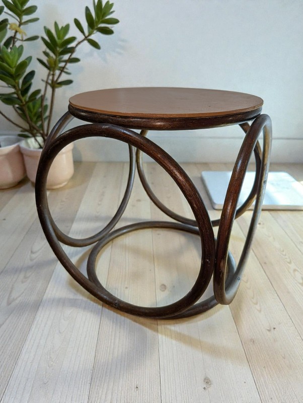Mid-Century Modern Bentwood Side Table 16in Round Thonet-Inspired