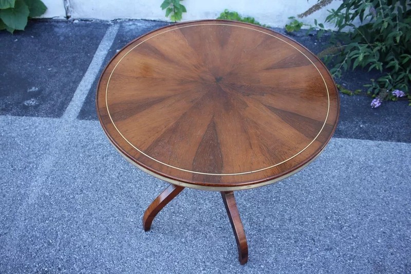 Regency Style Rosewood Book matched Round Center, Accent Table gallery