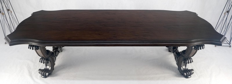 Large 10' Long Heavily Carved Base Scroll Shape Thick Top Dining Table MINT gallery