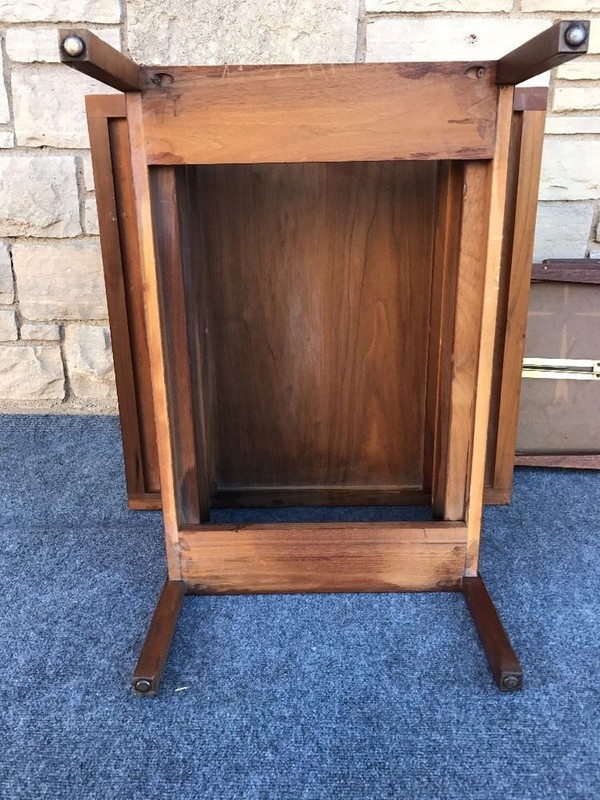 Mid Century Modern Brown Saltman John Keal Coffee Table w/ Folding TV Tables gallery