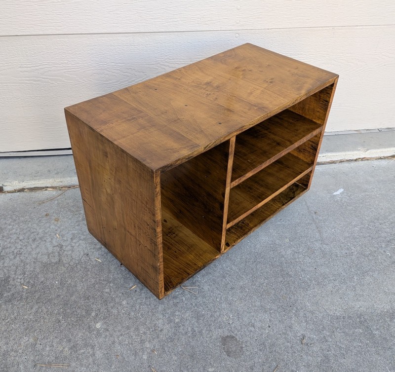 Vintage Mid Century Modern Rustic Wood Rolling TV Stand Media Shelf Cart Table gallery