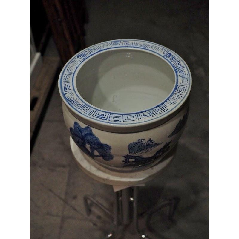 Japanese Ceramic Water Lily Goldfish Bowl Mid-Showa D Size Used H17532