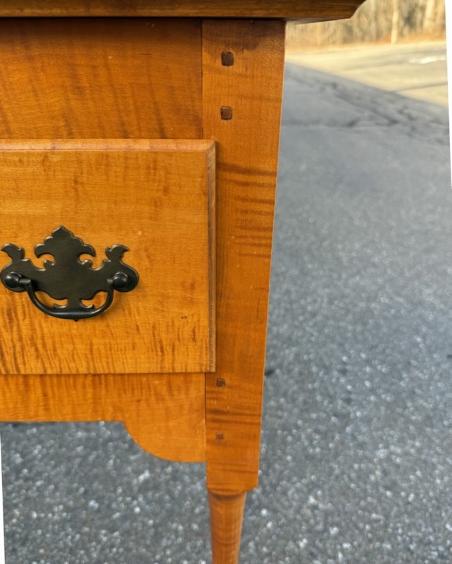J. L. Treharn tiger maple silver table, or server country Queen Anne style gallery