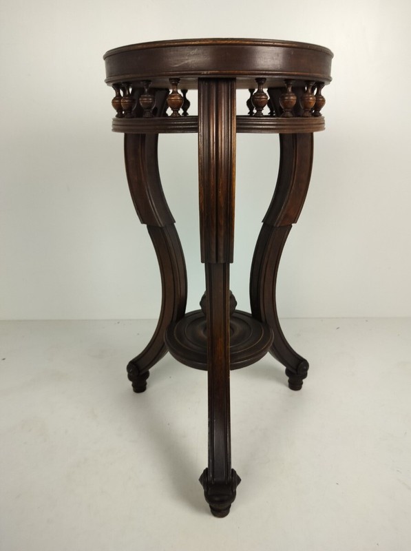 Stunning antique Pedestal Plant stand carved wood with spindles Side table WOW gallery