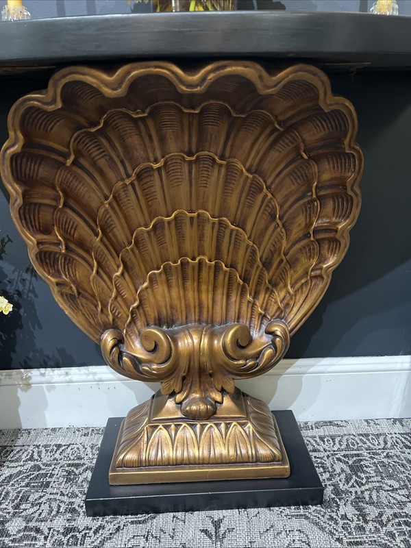 Hollywood Regency Grosfeld House Gilded Shell Console Table Clamshell gallery
