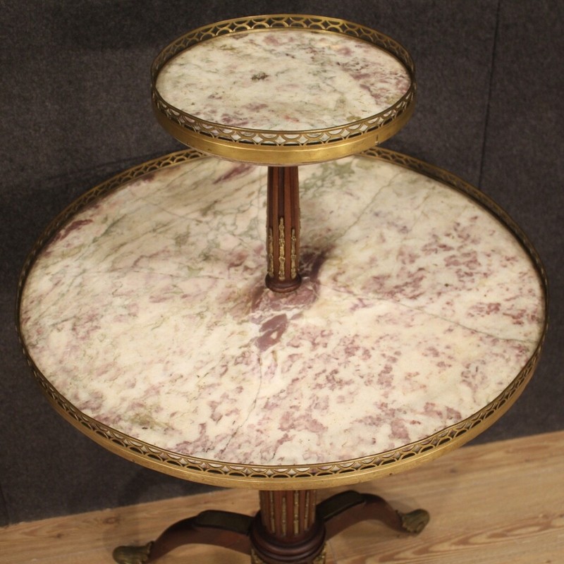 Side table wood marble bronze gueridon French furniture etagere 20th century gallery