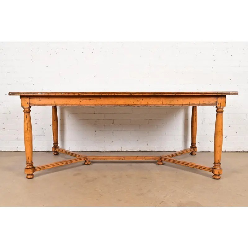 Guy Chaddock English Country Rustic Oak Harvest Farm Extension Dining Table gallery