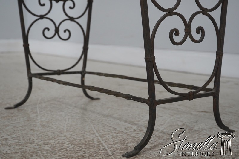 72387: Vintage Wrought Iron Base Marble Top Side Table gallery