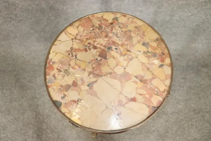 Fine Adam Weisweiler Style Bronze Mounted Breche d' Alep Marble Top Table gallery