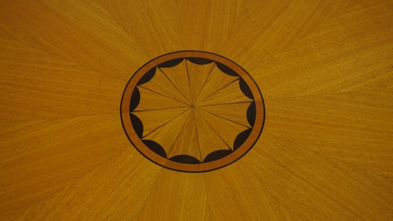 Inlayed Mahogany Center Table with Brass detailing and Claw foot gallery