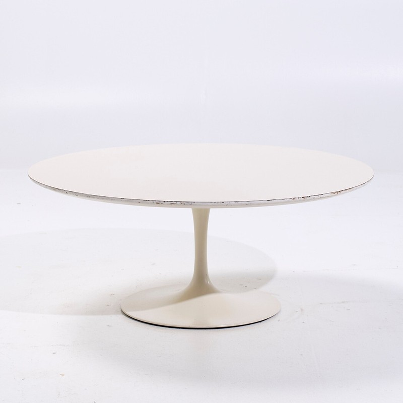 Eero Saarinen for Knoll Mid Century Tulip 36 inch White Laminate Coffee Table gallery