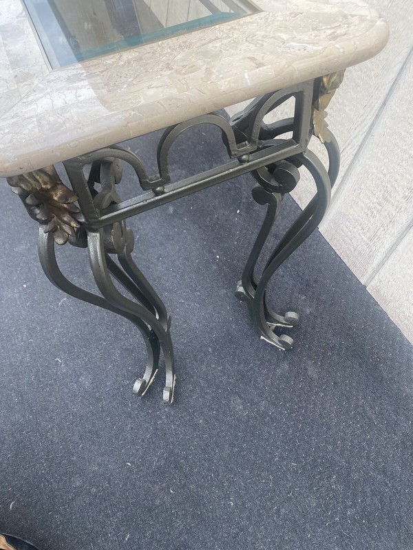 65883 Modern Marble Top Console Table with Glass Insert gallery