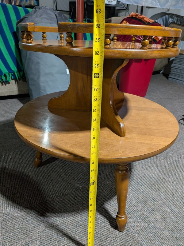 1970's Ethan Allen Heirloom Maple 2 Tier Spindle Side Table gallery