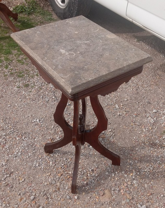 Mahogany Marble Top Center Table / Lamp Table (PRT149) gallery