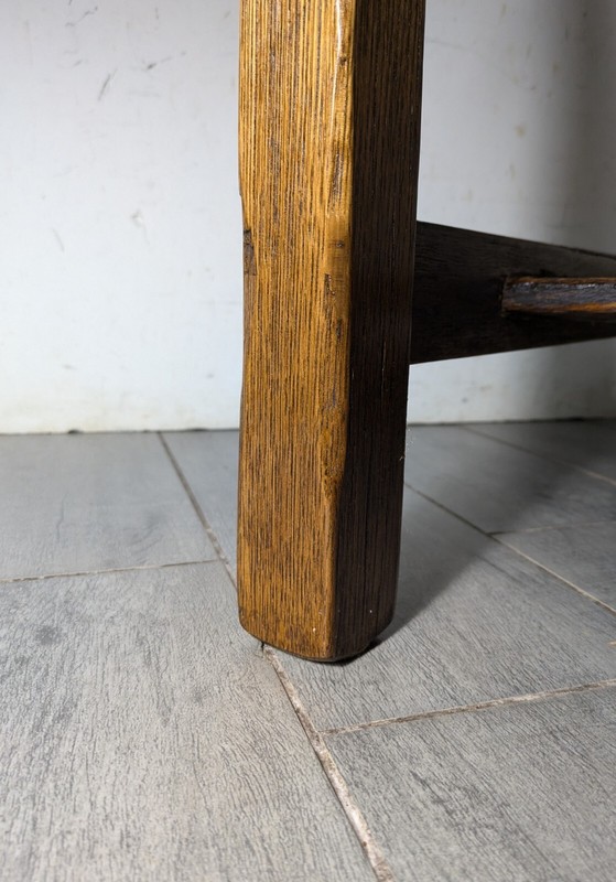 Vintage Rustic Farmhouse Mission Arts & Crafts Style Solid Oak Wood Table C71 gallery