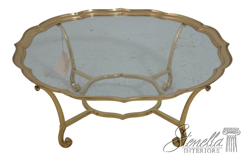 69203: LABARGE Brass & Glass Regency Coffee Cocktail Table