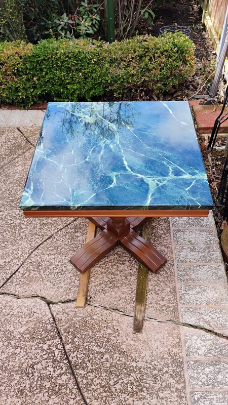 Antique Italian Marble Side Table 23 5/8 Sq. By 21 1/2 tall 3/4 thick. gallery