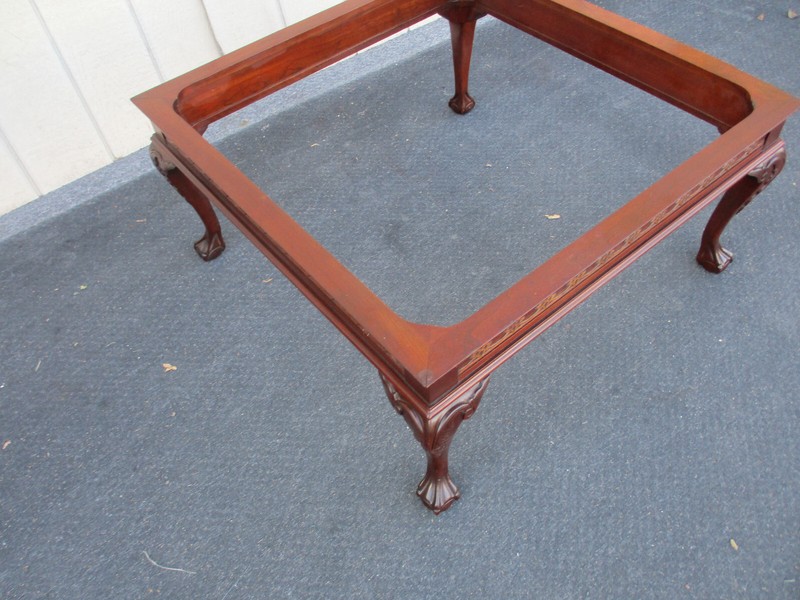63903 Solid Mahogany Chippendale Glass Top Coffee Table Stand gallery