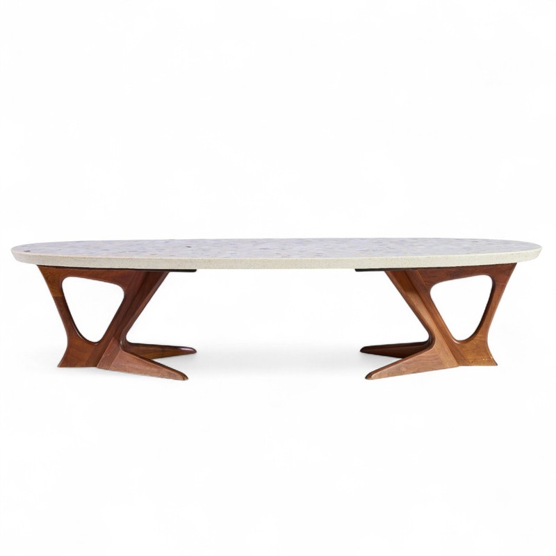 Harvey Probber Mid Century Walnut and Terrazzo Coffee Table gallery