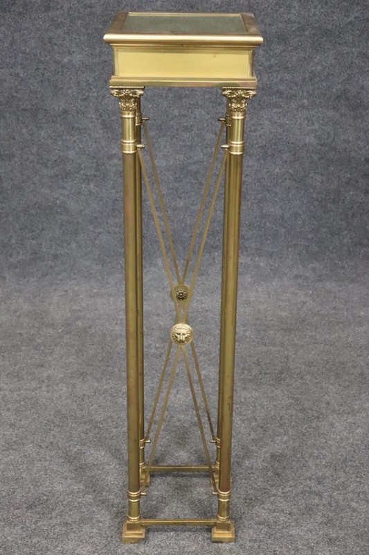 Beautiful Brass and Gold Gilt French Empire Style Lion Masque Pedestal gallery