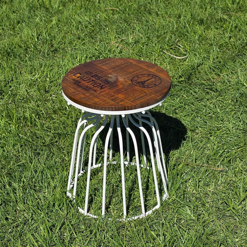 Urban Outfitters Paris Wire Base Side Table – Rustic Wood Top Discontinued gallery