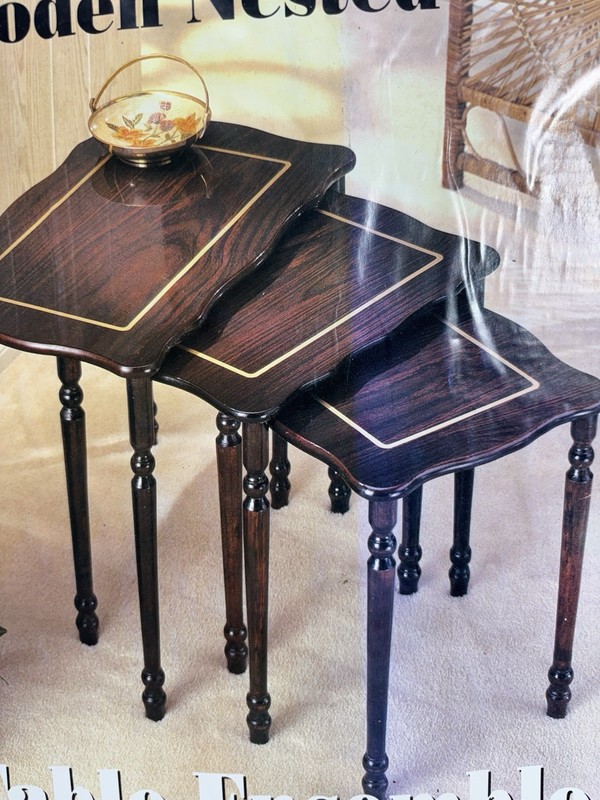Vintage Set of 3 Wood Nesting Tables Mid-Century Modern 52690 gallery
