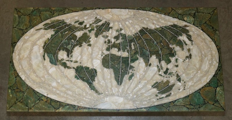 MID CENTURY MODERN 1950'S ITALIAN MARBLE & ONYX WORLD MAP COFFEE COCKTAIL TABLE gallery