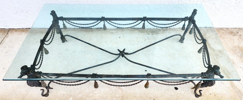 Vintage Patinated Seahorse Coffee Table Starfish gallery