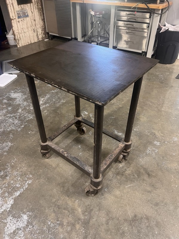 Antique Turtle Table (Printers Layout Table) Industrial Steel Table on Casters