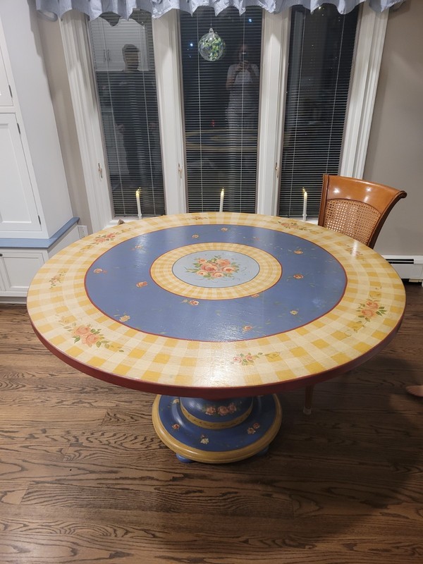 54" round Hand Painted Table W 5 Chairs gallery