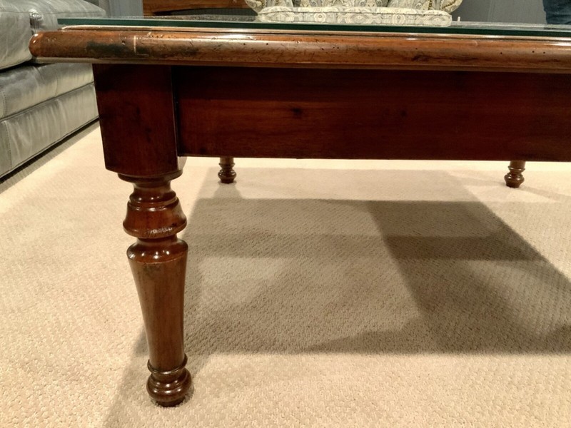 Antique English Square Coffee Table With Fleur-De-Lis Satinwood Inlay gallery