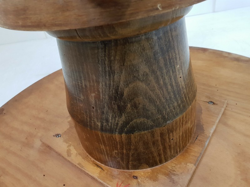 Vintage Side Table Gueridon Walnut Varnish Marquetry 1940s 1950s gallery