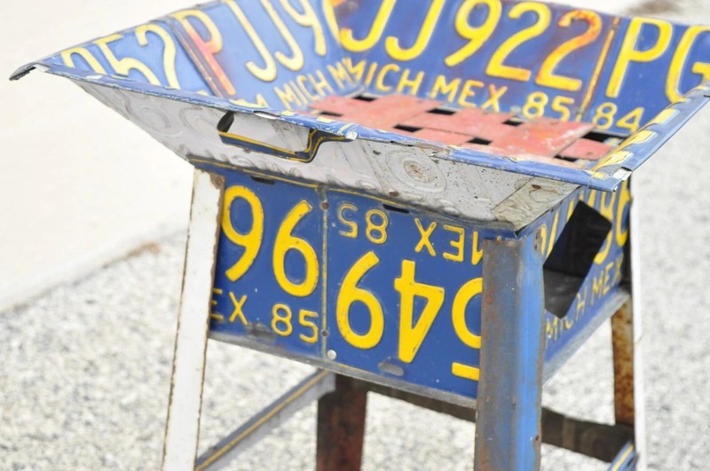 Vintage Metal License Plate Accent Side End Table Mexican Car Plates gallery