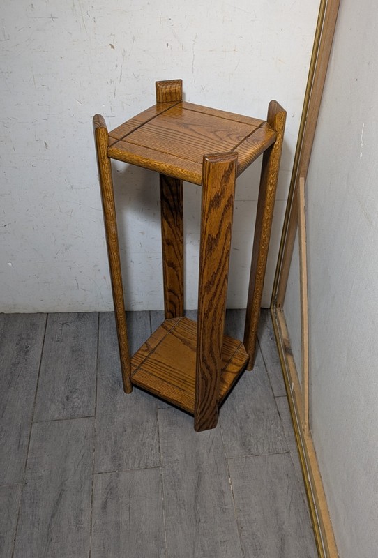 Vintage Rustic Country Mission Solid Oak Wood 2-Tier Plant Stand Fern Table T74 gallery