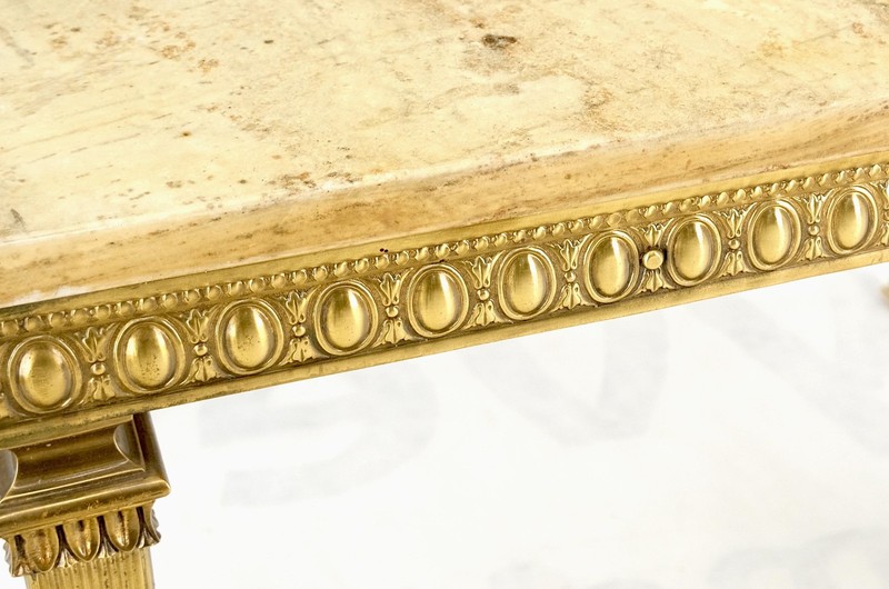 Square Solid Brass or Bronze Base Travertine Top Side End Occasional Table MINT! gallery
