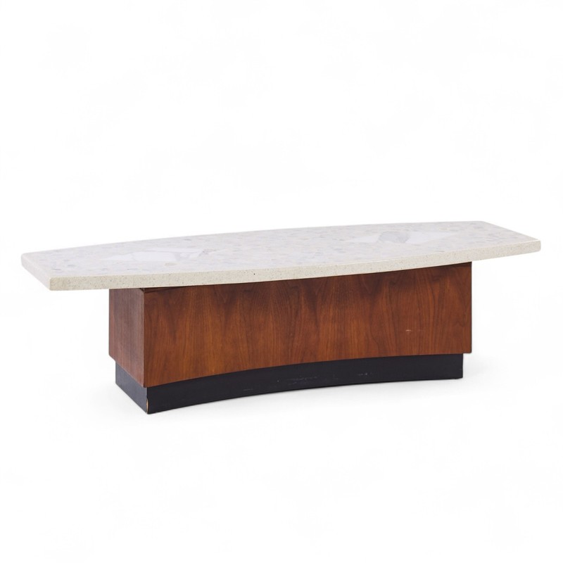 Harvey Probber Mid Century Terrazzo and Walnut Coffee Table