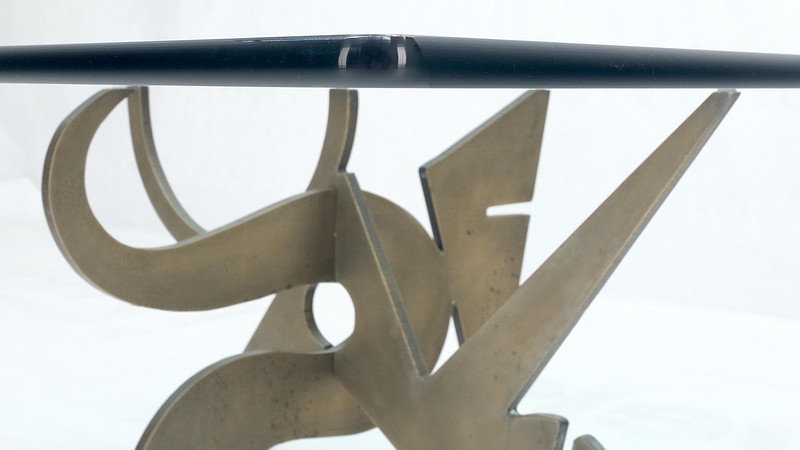 Pucci de Rossi Signed Heavy Cut Bronze Sheet Figurines Base Square Coffee Table gallery