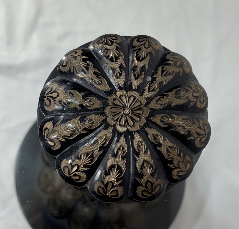 Vintage Mid Century Engraved Etched Blackened Brass Glass Top Side Table INDIA A gallery