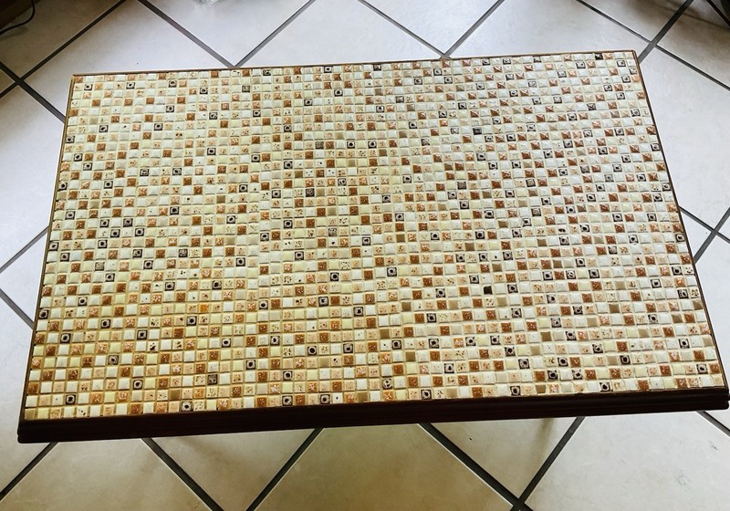 RETRO Mosaic Tile & Wood Vintage Coffee Table 30in L 19in W 16in H