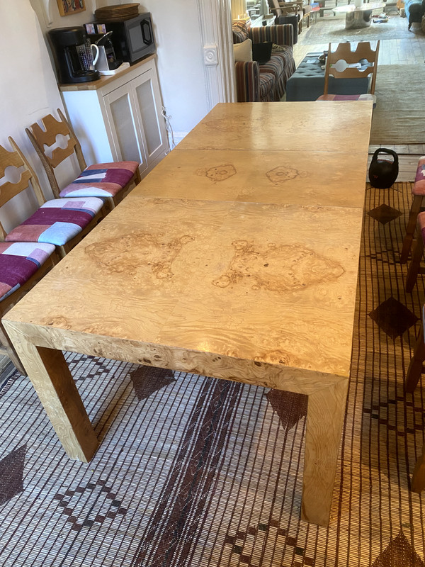 Milo Baughman for Thayer Coggin Burl Wood Dining Table c 1970s