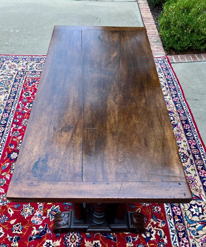 Antique French Dining Table Draw Leaf Altar Table Carved Oak SUPERB Mid-19th C gallery