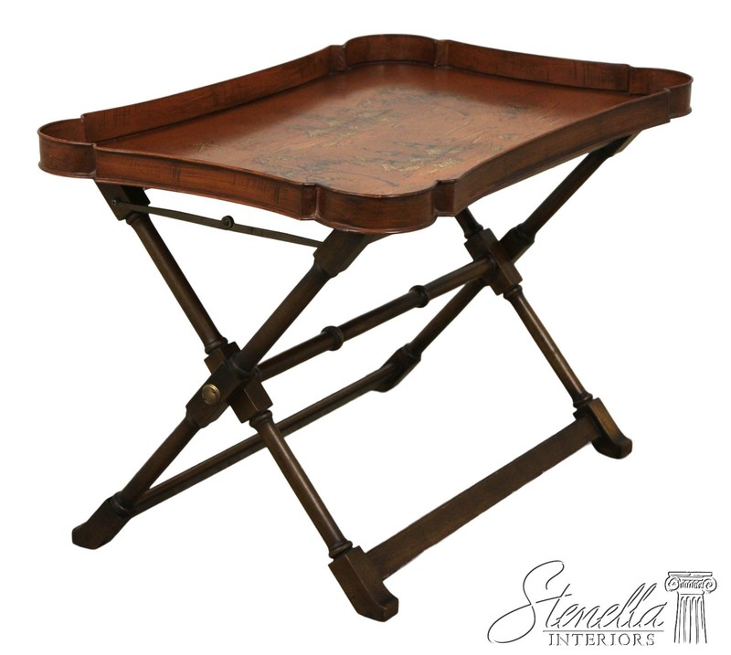 57725: Chinoiserie Toleware Tray Top Folding Coffee Table