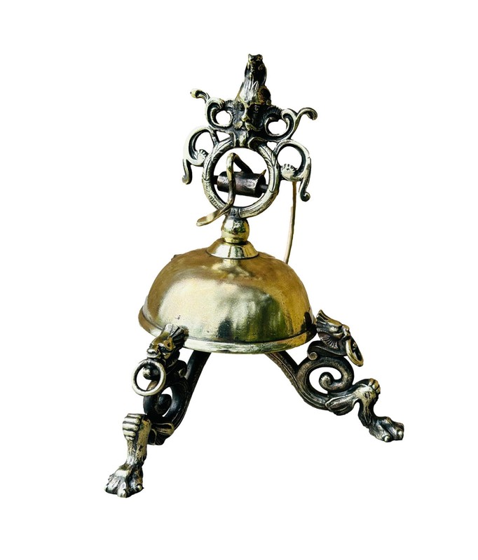 Antique French Bronze Table Bell, Mascaron, Table Gift 19th Century, 1850