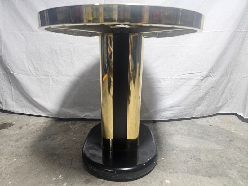 MCM Design Institute of America D.I.A Vintage Black Glass Side Table Gold Metal gallery