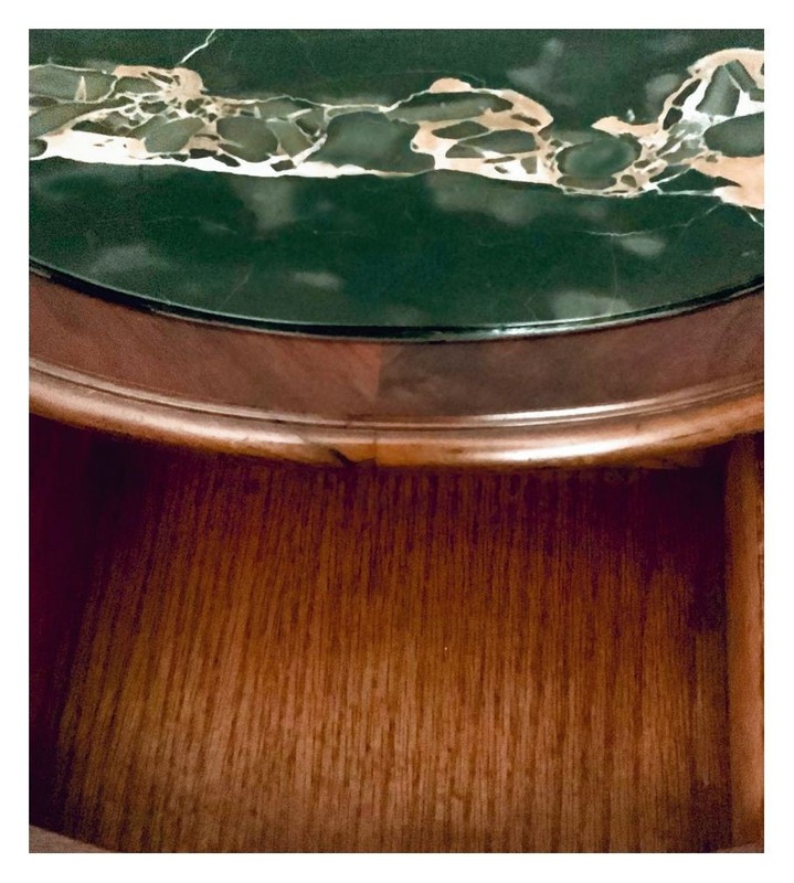Antique Louis XV End Table 3 Drawers, Solid Walnut, Italian Black Gold Marble! gallery