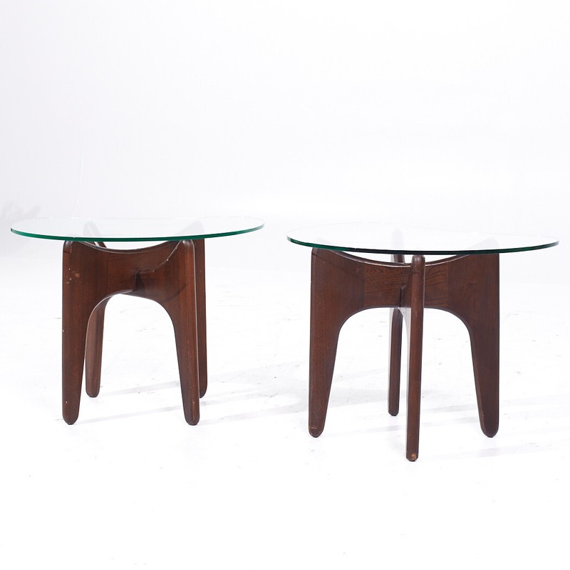 Adrian Pearsall Mid Century Walnut and Glass Side Tables - Pair gallery