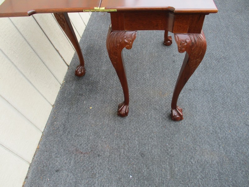 63334 GEORGIAN FURNISHINGS Solid Mahogany Flip Top Game Table w/ Drawer gallery