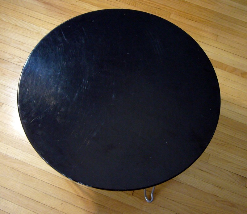 Vintage Modern Coffee Table black lacquer Wood Folding Hairpin Legs 1970s gallery