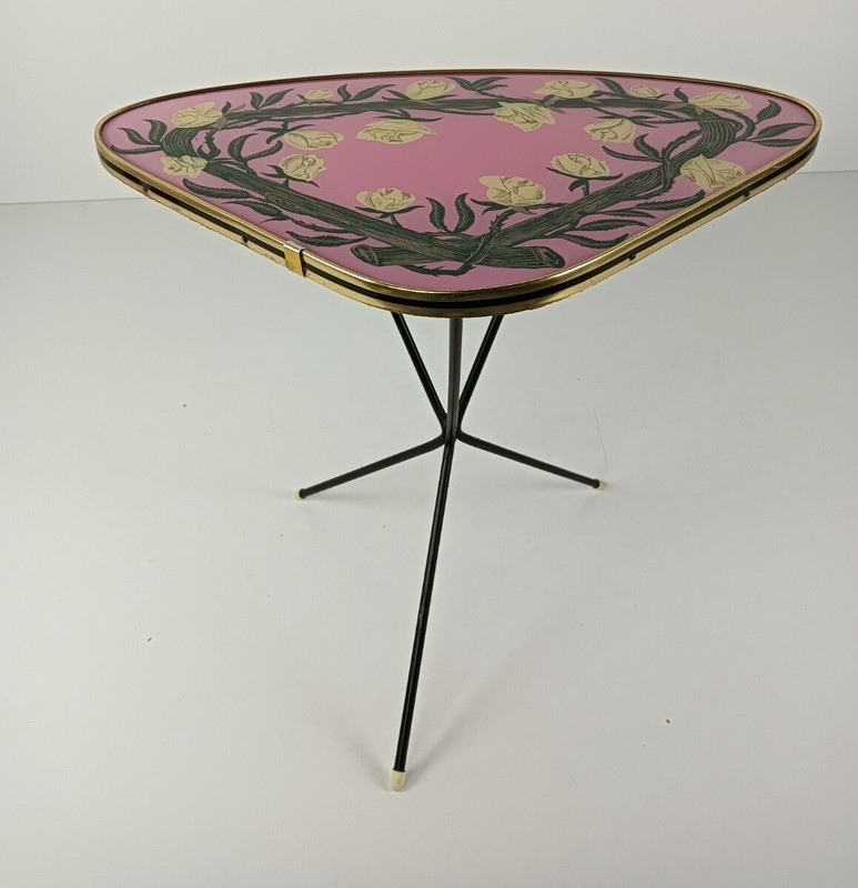Side Occasional coffee tea table Expo 58 flower pattern pop art style wine table gallery